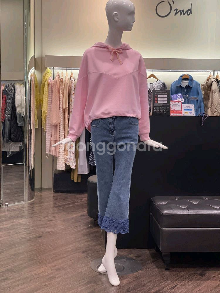 오즈세컨 핑크 후드 티셔츠--0