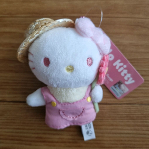 산리오 밀짚모자 헬로키티 가든 핑크 키링 인형