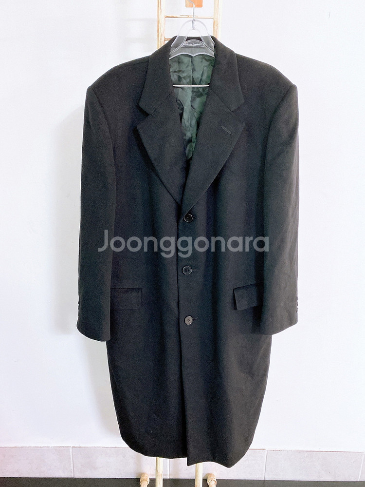 (남성105)캐시미어100%쓰리버튼블랙롱코트--0