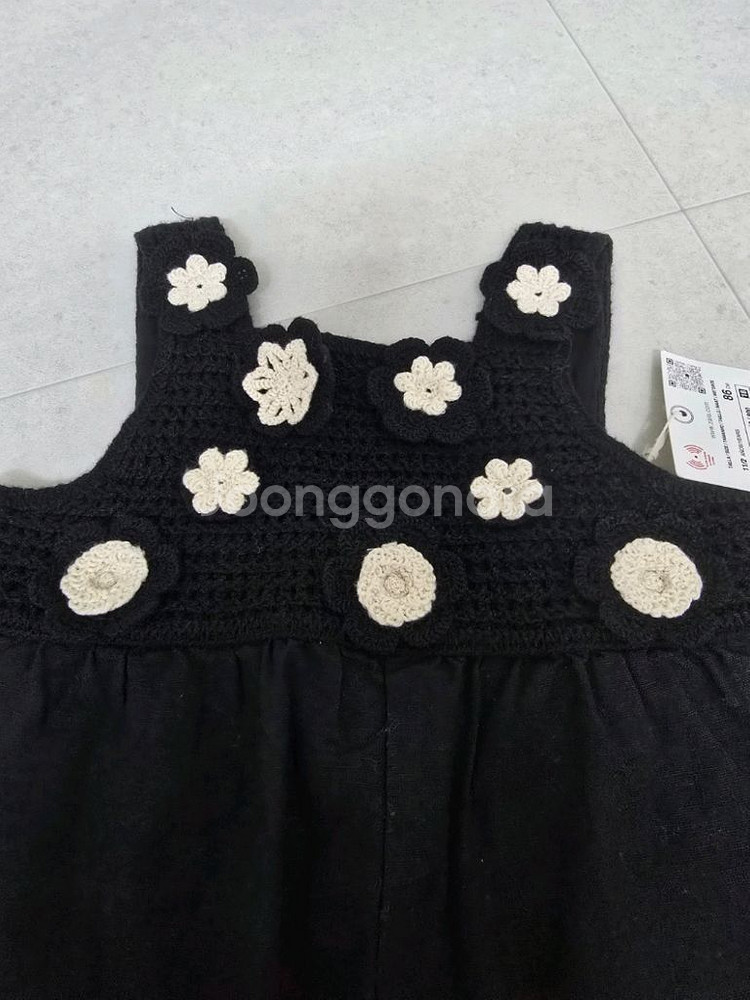 (새상품) 자라 자수 크로셰 오버롤 86cm--1