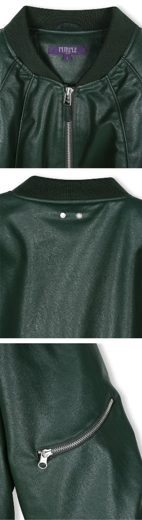 [새상품] 비슬로우 커브드 라인 레더 봄버 자켓 M--4