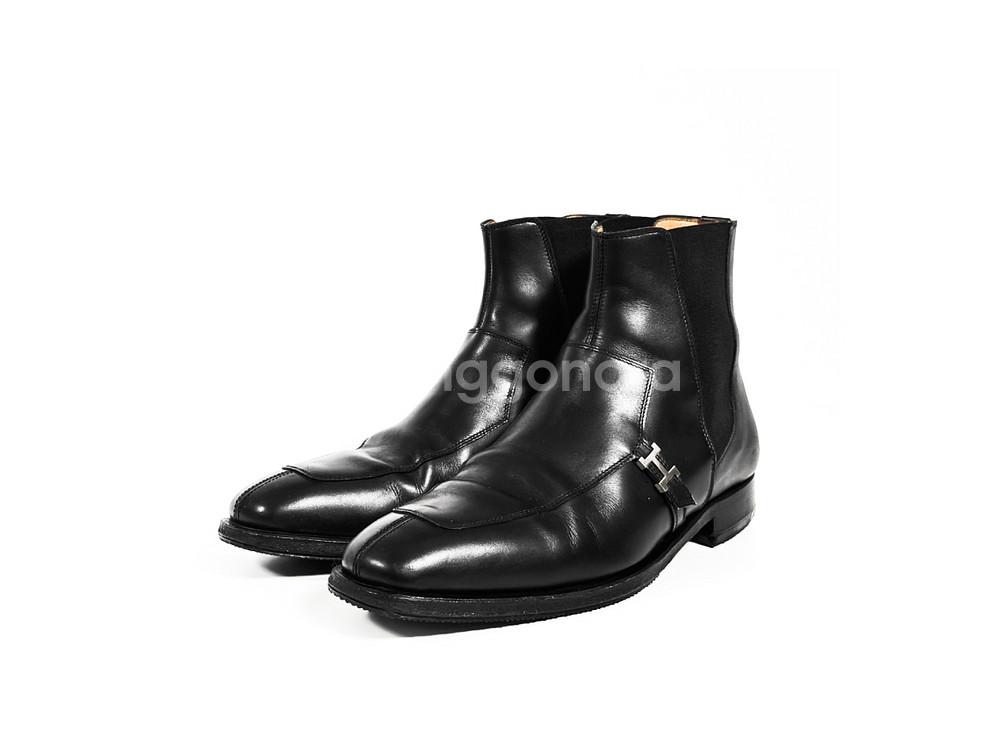 40 에르메스 남성 사이드 H로고 워커 부츠 블랙 은장--0