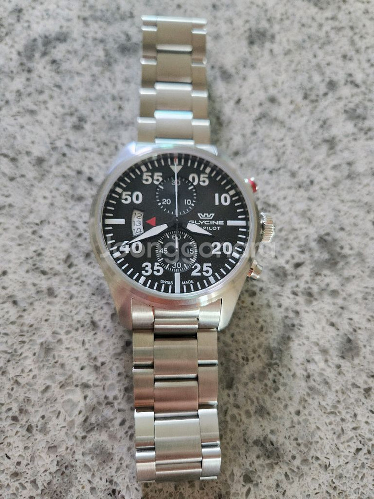 글라이신 에어파일럿 GL0355 검판 쿼츠 시계--0