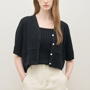 2025 더캐시미어 크로셰 래글런 슬리브 크롭 니트 가