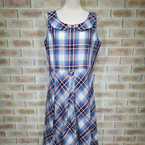 택부착 BCBG 정품 339,000 블루체크 원피스66