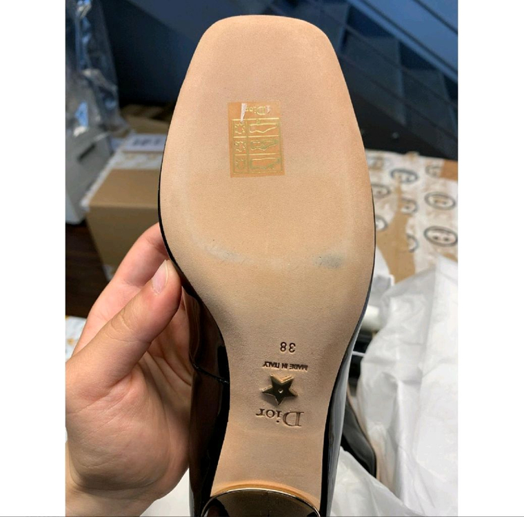 디올 로고 장식 레더 펌프힐 38--2