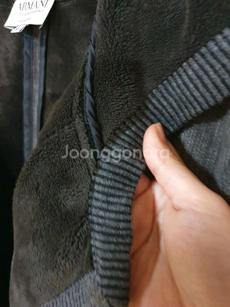 아르마니 꼴레지오니 시어링 후드 롱 코트--3