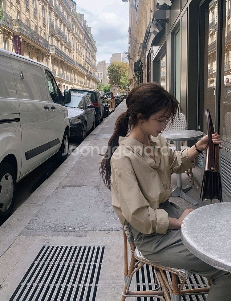 슬로우앤드 어텀 더블스티치 워싱셔츠 자체제작 매트베이지--8