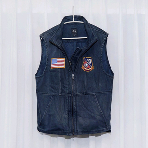 아르마니 성조기 와펜 데님 바이커 조끼 (M/100)