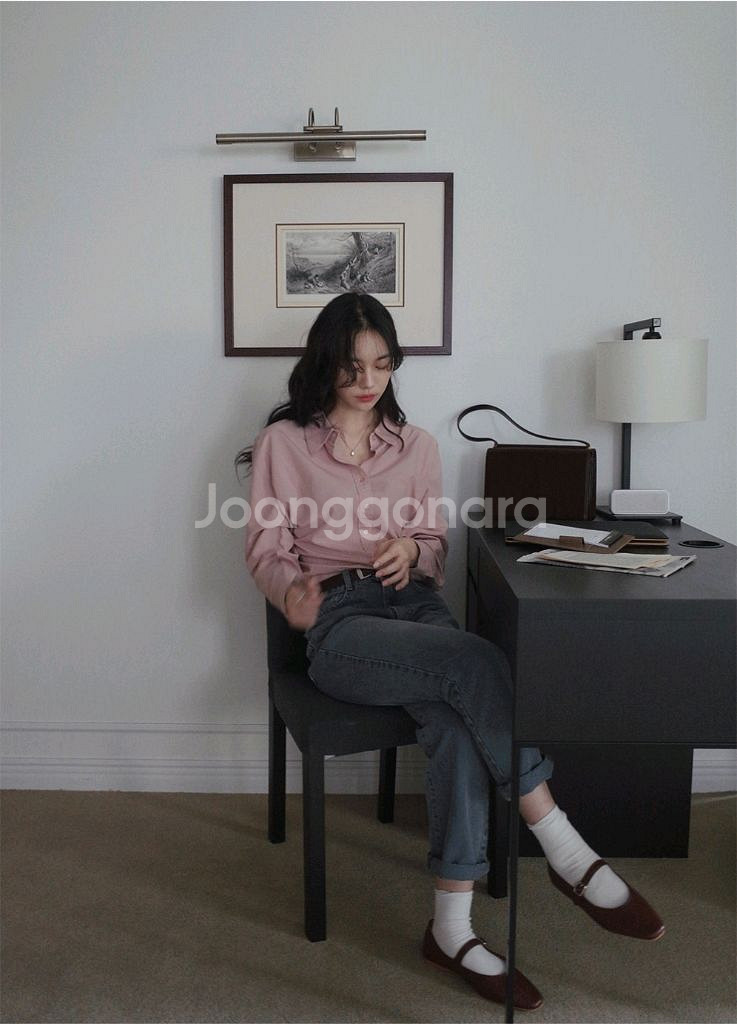 슬로우앤드 어텀 더블스티치 워싱셔츠 자체제작 어텀핑크--6