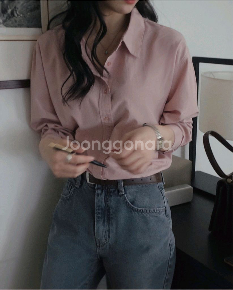 슬로우앤드 어텀 더블스티치 워싱셔츠 자체제작 어텀핑크--7