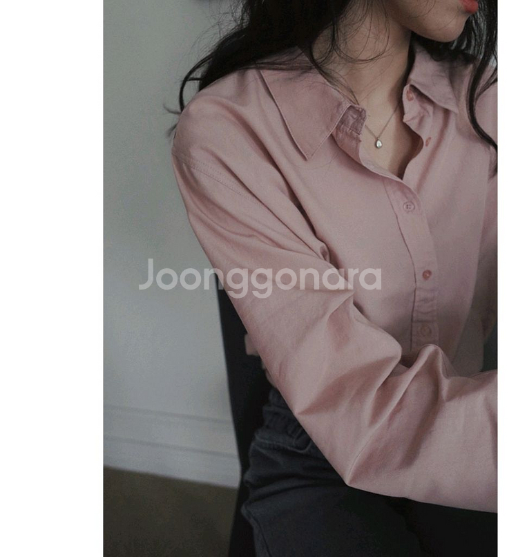 슬로우앤드 어텀 더블스티치 워싱셔츠 자체제작 어텀핑크--8