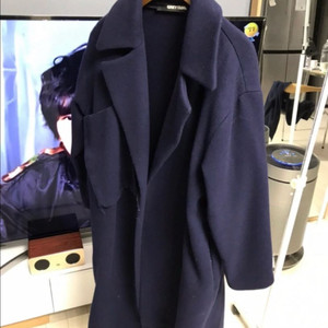 Grey yang 네이비 여성 언발란스 롱코트