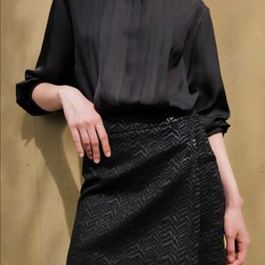 orr 오르 플리츠 러플 블라우스 블랙 s 새상품