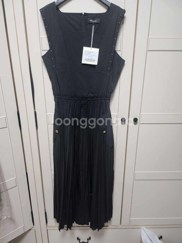 마인 드로우스트링 플리츠 드레스--3