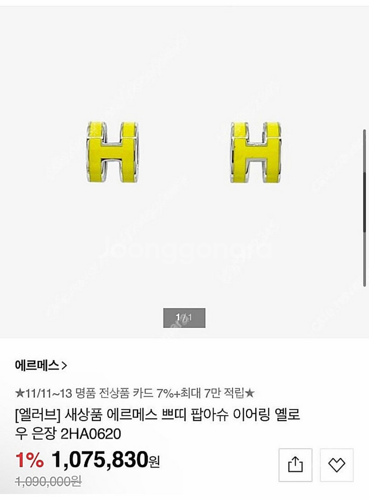 에르메스 팝아슈 귀걸이 고터 신세계구매--0