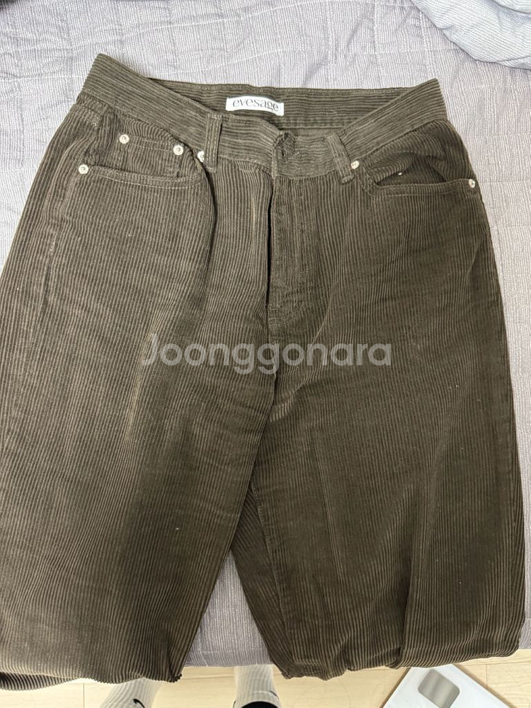 이브세이지 코듀로이 와이드팬츠 카키브라운 L사이즈--4