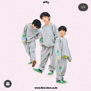히로 모티브 그래픽 스웨트셔츠 조거팬츠 150