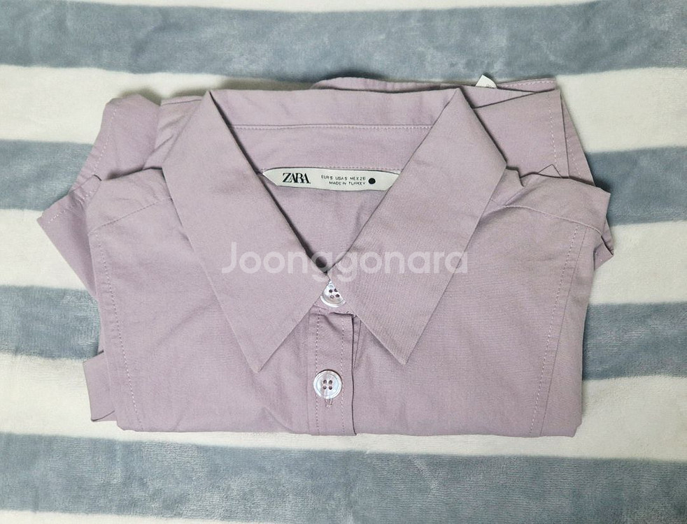 자라 ZARA 볼륨 소매 크롭 셔츠 라벤더 퍼플--1