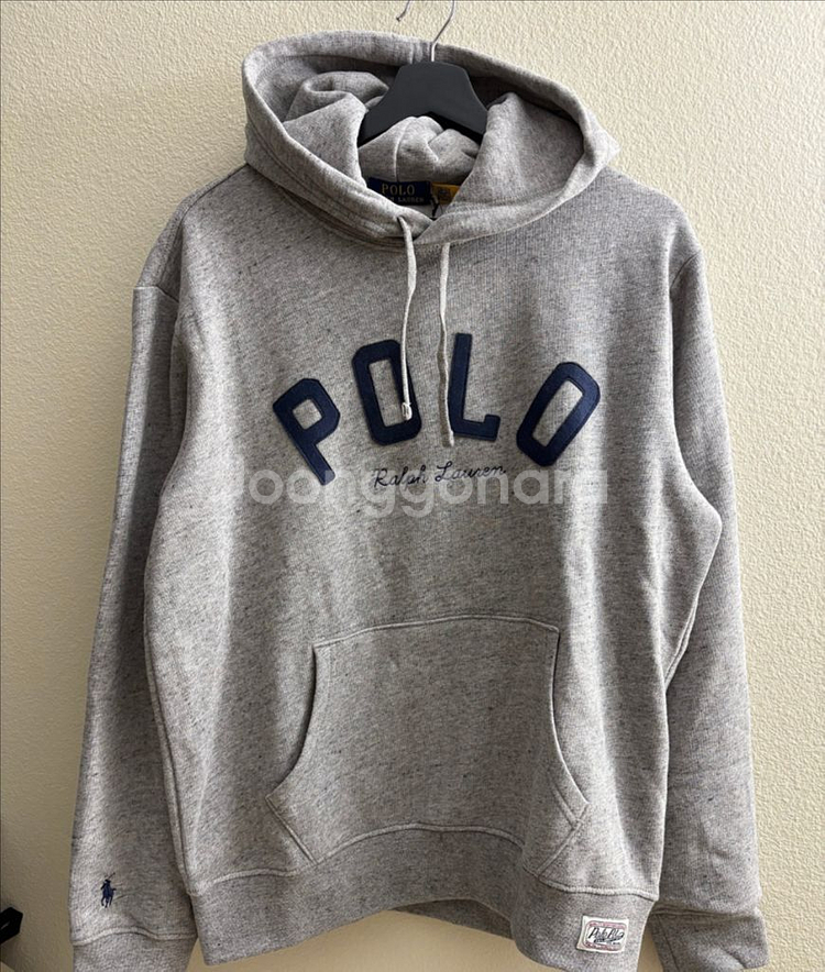 [M] 폴로 랄프로렌 남자 로고 패치 기모 후디 그레이--10