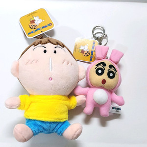 일괄세트)맹구,토끼 코스튬 짱구 인형 키링 2개_새상품