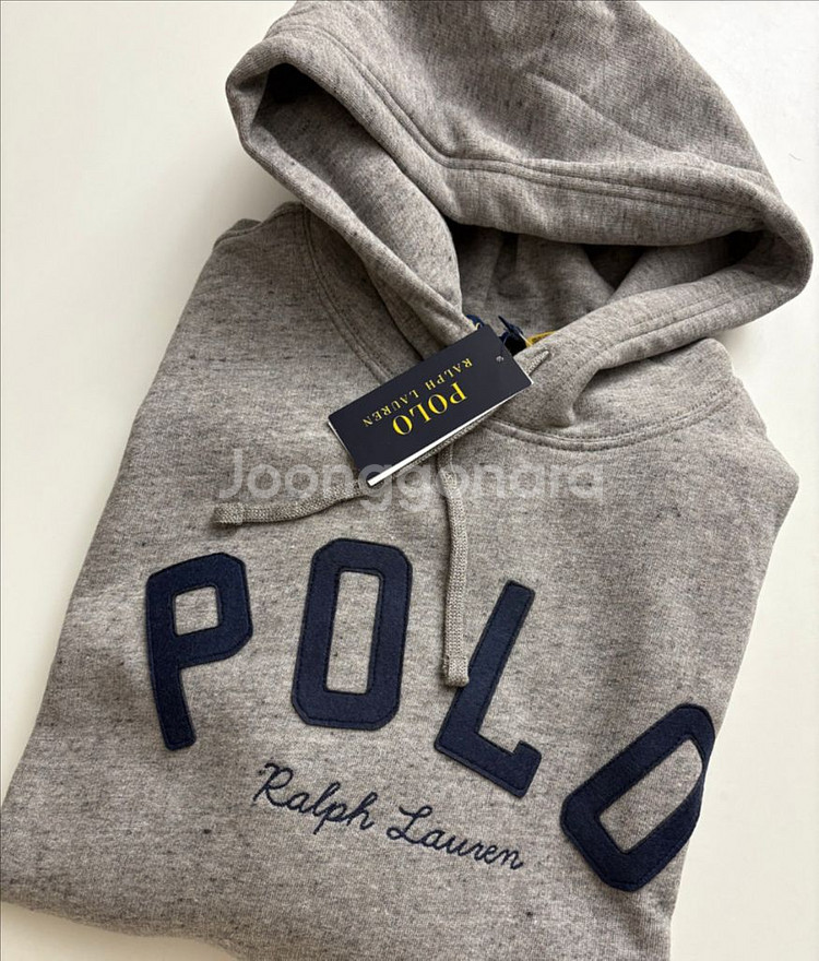 [M] 폴로 랄프로렌 남자 로고 패치 기모 후디 그레이--2