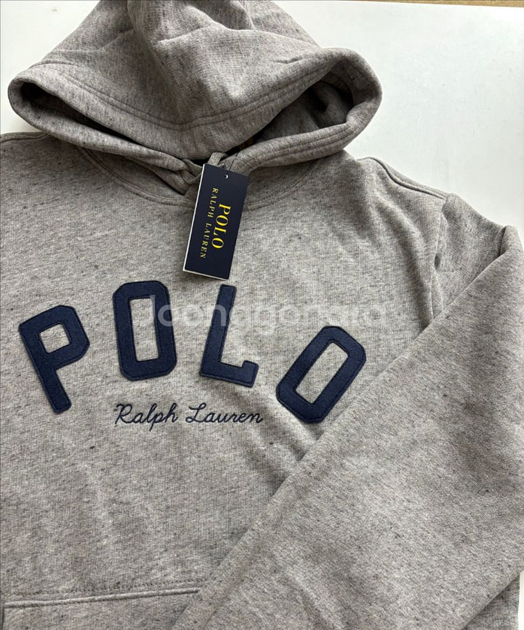 [M] 폴로 랄프로렌 남자 로고 패치 기모 후디 그레이--1