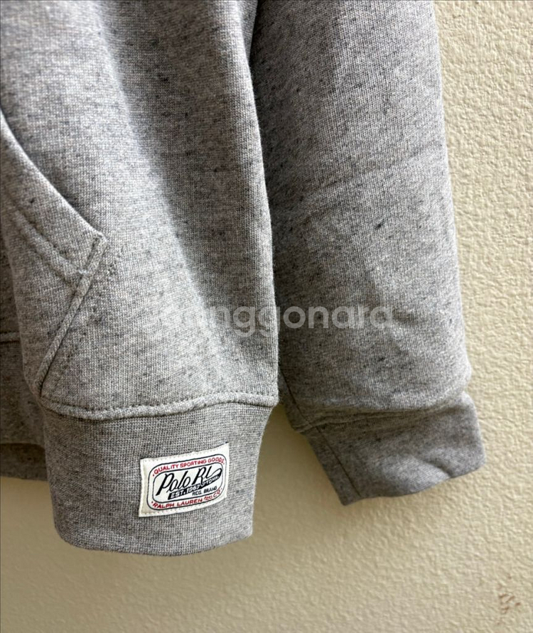 [M] 폴로 랄프로렌 남자 로고 패치 기모 후디 그레이--6