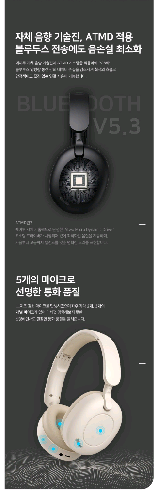 에이투 플레이5 하이브리드 ANC 무선 헤드폰 새상품--6