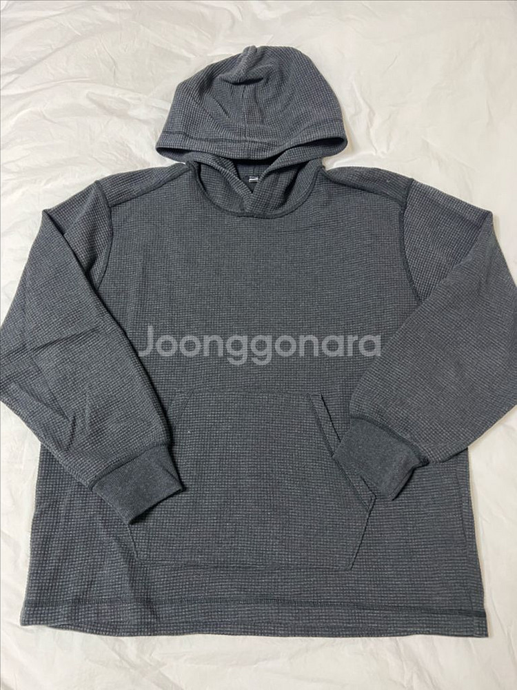 [L] GU 헤비 와플 파카 후드티 다크그레이--1