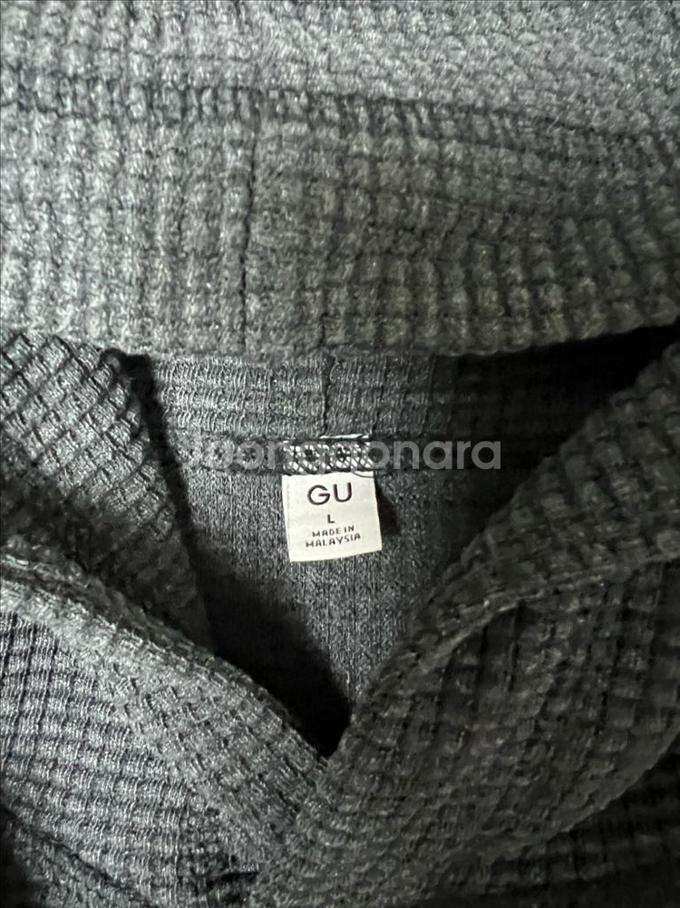 [L] GU 헤비 와플 파카 후드티 다크그레이--2