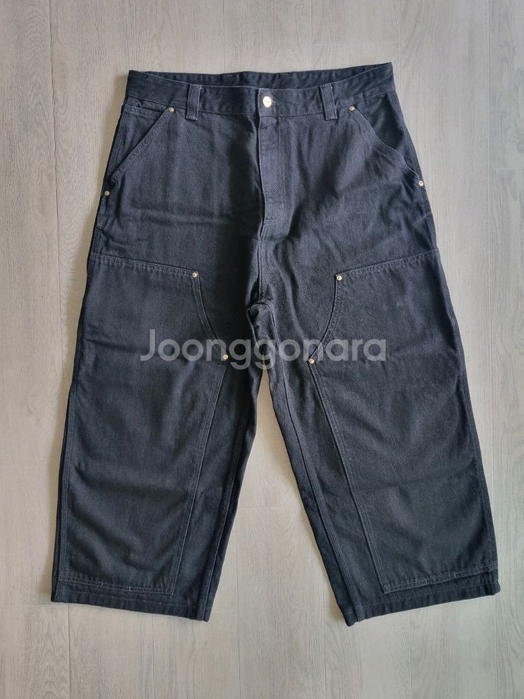 칼하트 WIP 내쉬 루즈 핏 더블 니 팬츠 블랙 린스드--0