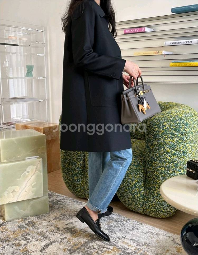 라밤바룸 울실크 하프코트 블랙 2사이즈 새제품--2