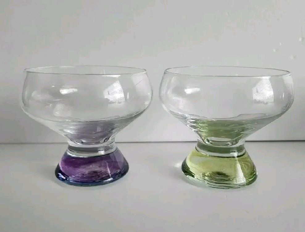 [2개가격]빈티지 칼라 유리 고블렛잔/ 아포가토 디저트 아이스크림--2