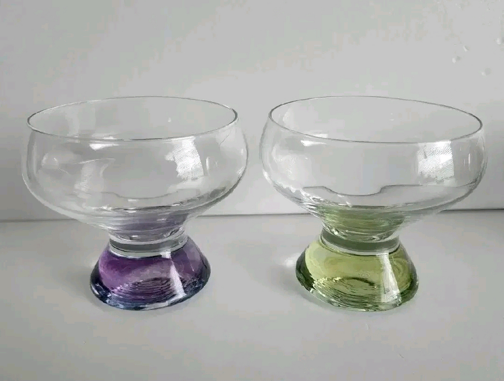 [2개가격]빈티지 칼라 유리 고블렛잔/ 아포가토 디저트 아이스크림--1