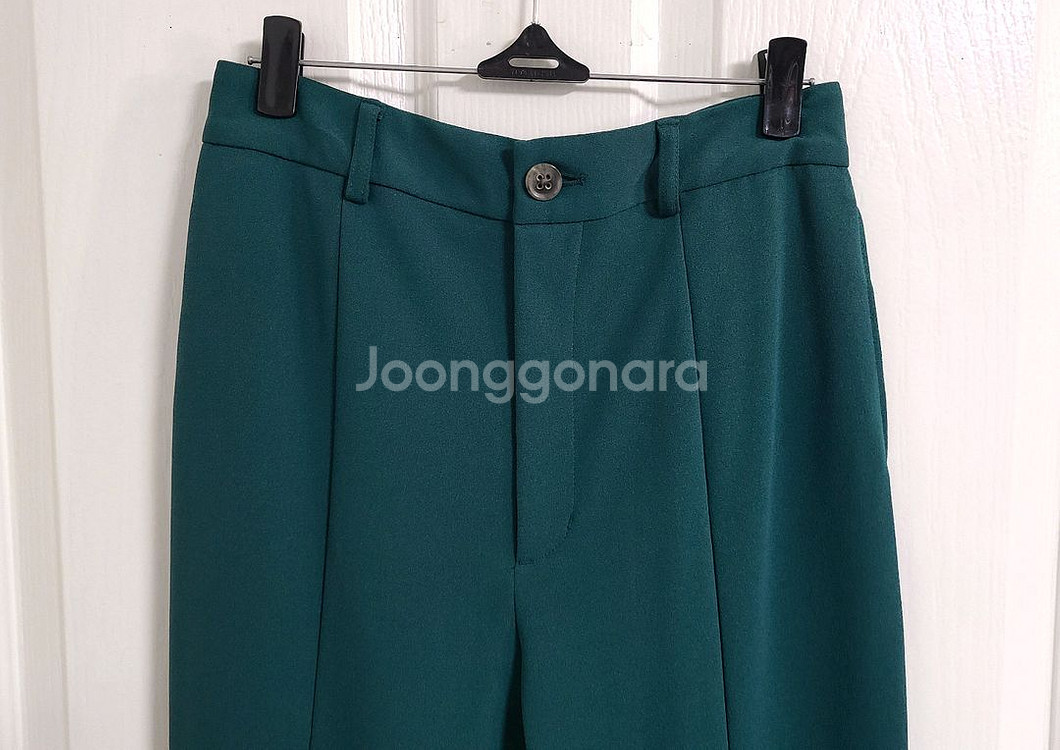 GU 청록그린 하이웨스트 부츠컷 슬랙스 팬츠--3