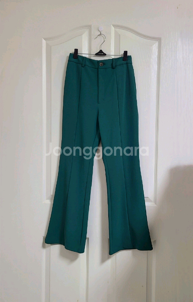 GU 청록그린 하이웨스트 부츠컷 슬랙스 팬츠--2