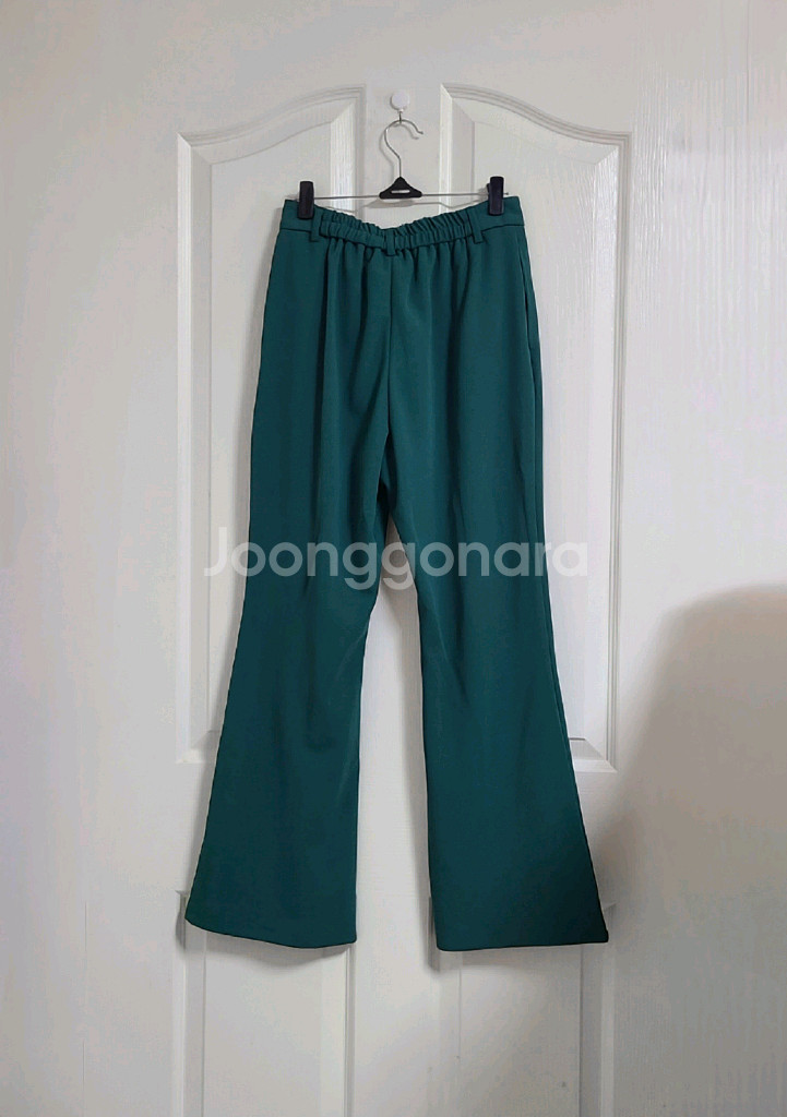 GU 청록그린 하이웨스트 부츠컷 슬랙스 팬츠--5