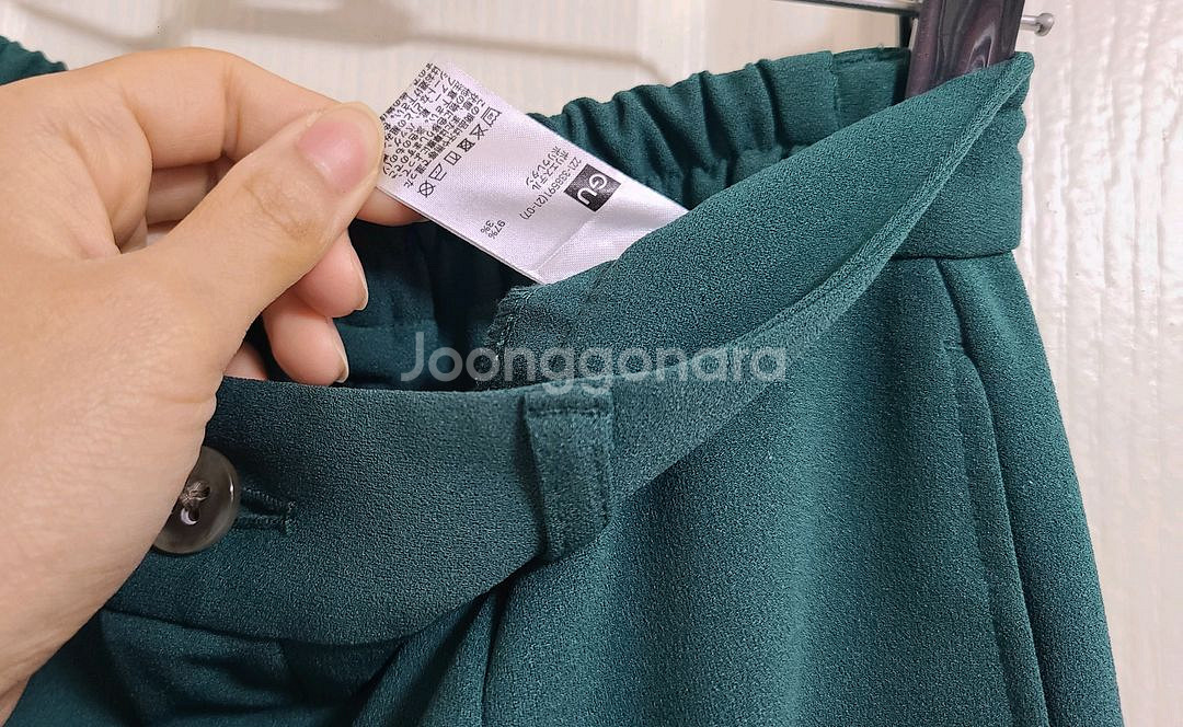 GU 청록그린 하이웨스트 부츠컷 슬랙스 팬츠--9