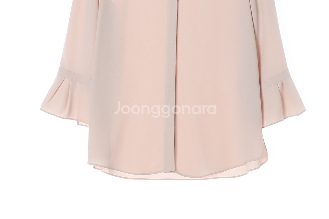 [M]쉬즈미스 핑크베이지 러플 소매 쉬폰 셔츠 블라우스--2