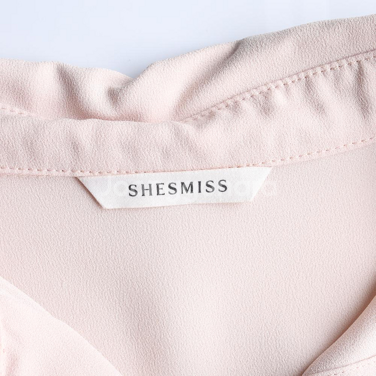 [M]쉬즈미스 핑크베이지 러플 소매 쉬폰 셔츠 블라우스--4