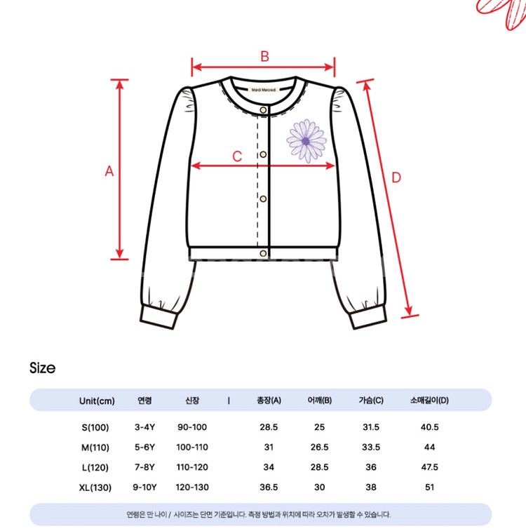 새상품) 마르디 메르크디 키즈 플리스 플로럴 가디건+바--8