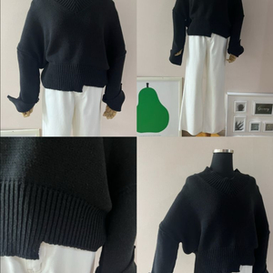 블랙언발트임니트,브라운레이어드끈티,블랙골지스판니트
