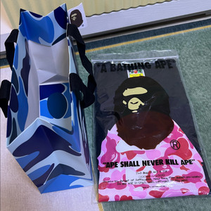 BAPE 블랙 핑크 카모 티셔츠 XL