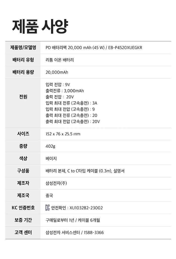 새상품)삼성 정품 초고속충전 45W 보조배터리 2000--9