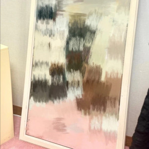 아이보리 우드 벽걸이 거울 90X62