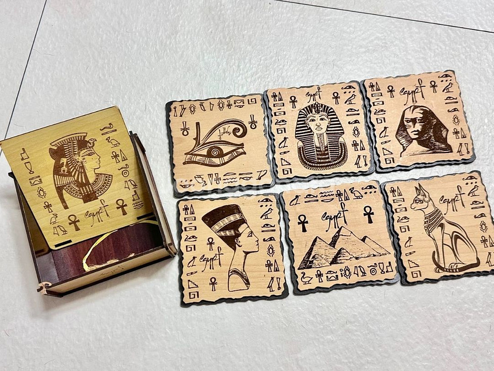 이집트 EGYPT 핸드메이드 우드 코스터--0