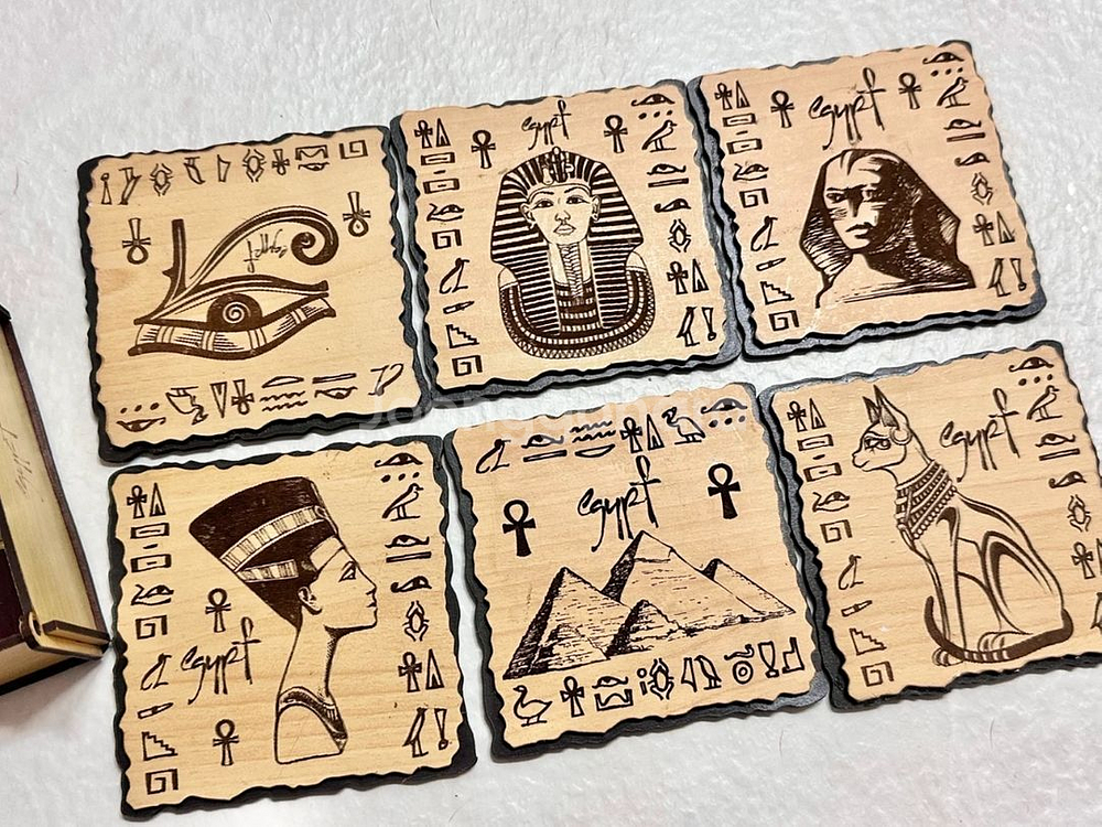 이집트 EGYPT 핸드메이드 우드 코스터--1