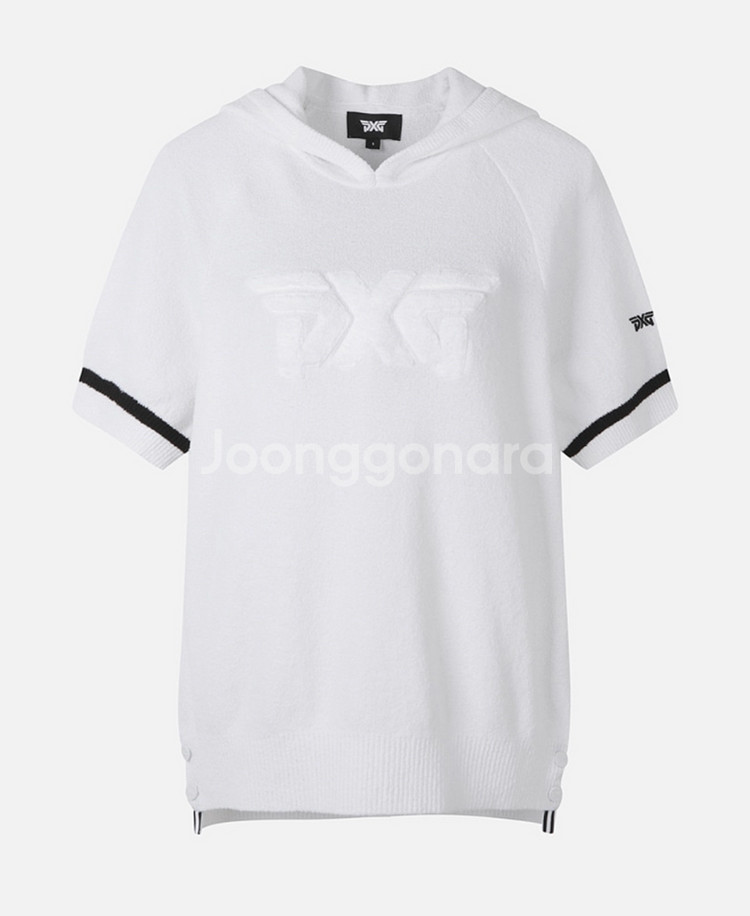 새상품 PXG 여성 후드 숏 슬리브 스웨터 (화이트)--2