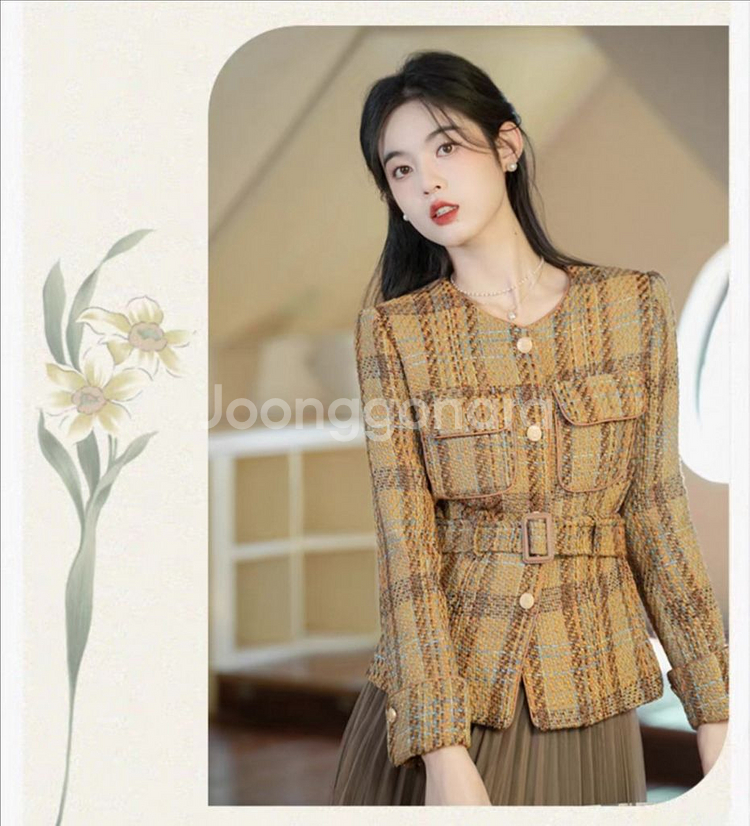 노카라 체크 자켓--3